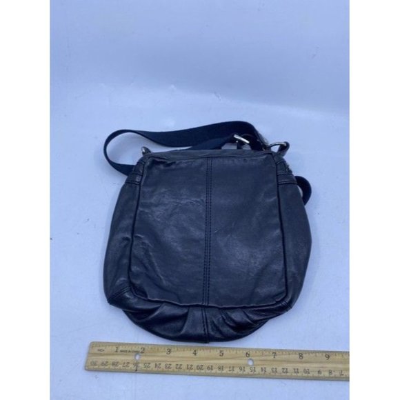 Lamb Messenger Adjustable Strap Black Leather Cross Body Bag - Picture 6 of 8